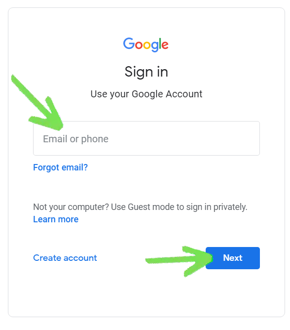 Sign in to Google