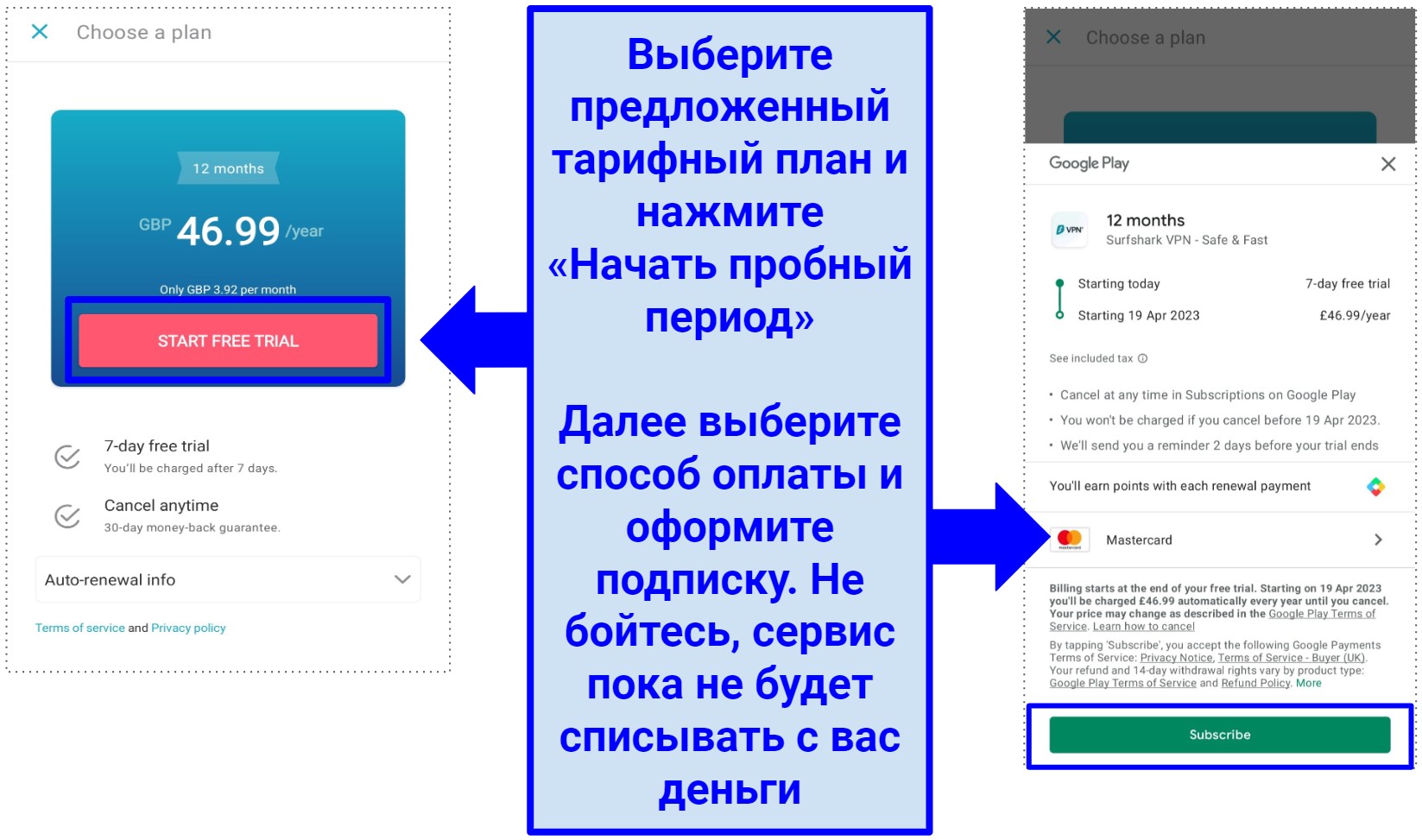 Как активировать пробный период Surfshark в 2024