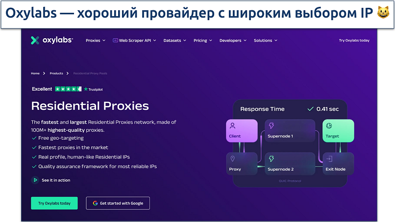 Скриншот страницы прокси Oxylabs